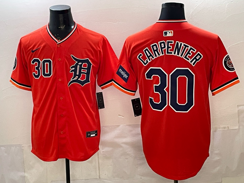 Men Detroit Tigers #30 Carpenter orange Game Nike MLB Jersey0321004->->MLB Jersey